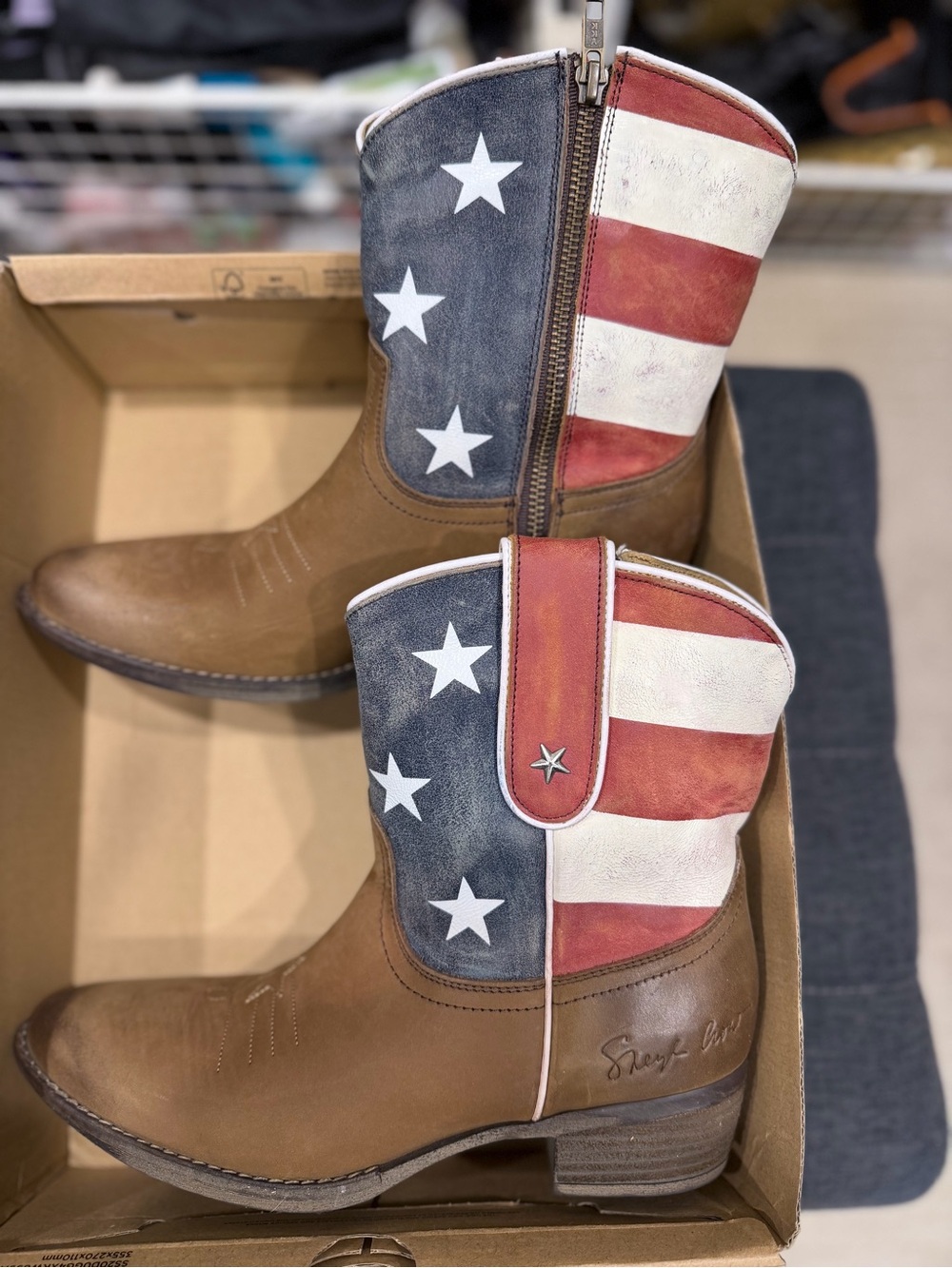 Sheryl Crow Patriotic Western Ankle Boots - Stars & Stripes